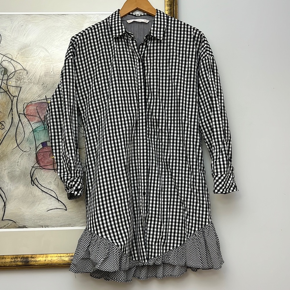 Zara Gingham Shirt-Dress